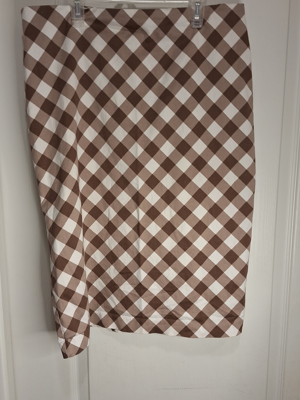 New York & Company Brown and White Gingham Pencil Skirt